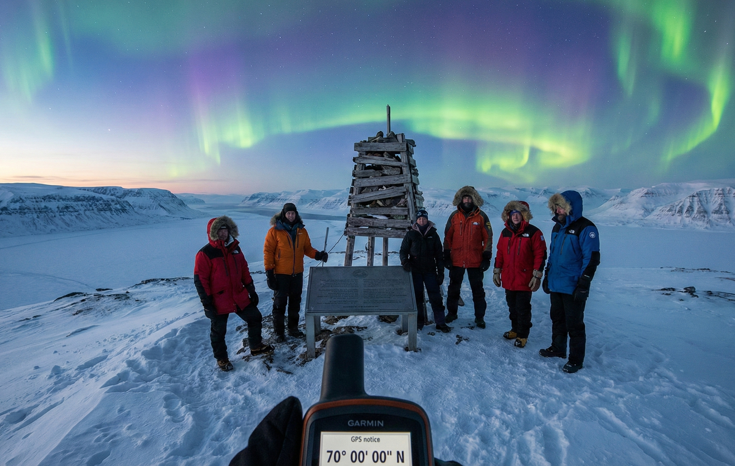Group at the 70° North marker